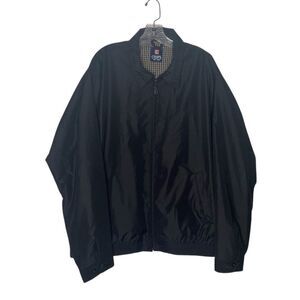 CHAPS Black Jacket Bomber Style Zip Up Collar Plaid Lining Mens Size XL